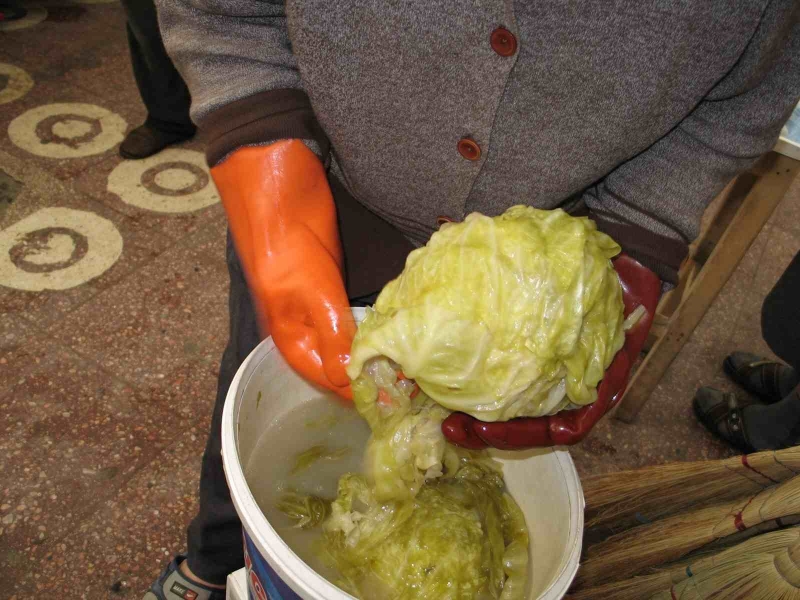 Whole cabbages fermented in brine, from a market in Romania. Photo by Luke Regalbuto and Maggie Levinger
