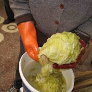 Whole cabbages fermented in brine, from a market in Romania. Photo by Luke Regalbuto and Maggie Levinger