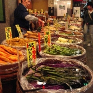Different styles of fermented vegetables on display at a Japanese pickle market. Photo by Eric Haas