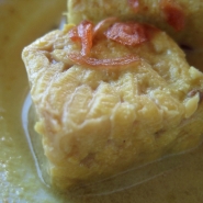 Tempeh in a coconut-milk curry.